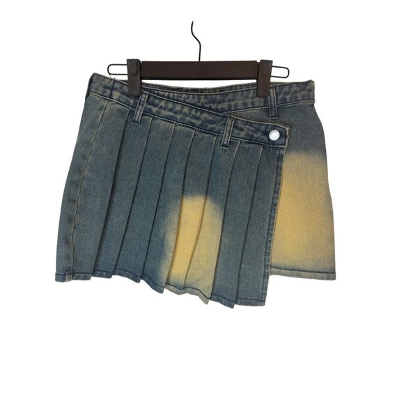 2/$30 NWT PrettyLittleThing 4 Denim Pleated Mini Skirt - Picture 6 of 16